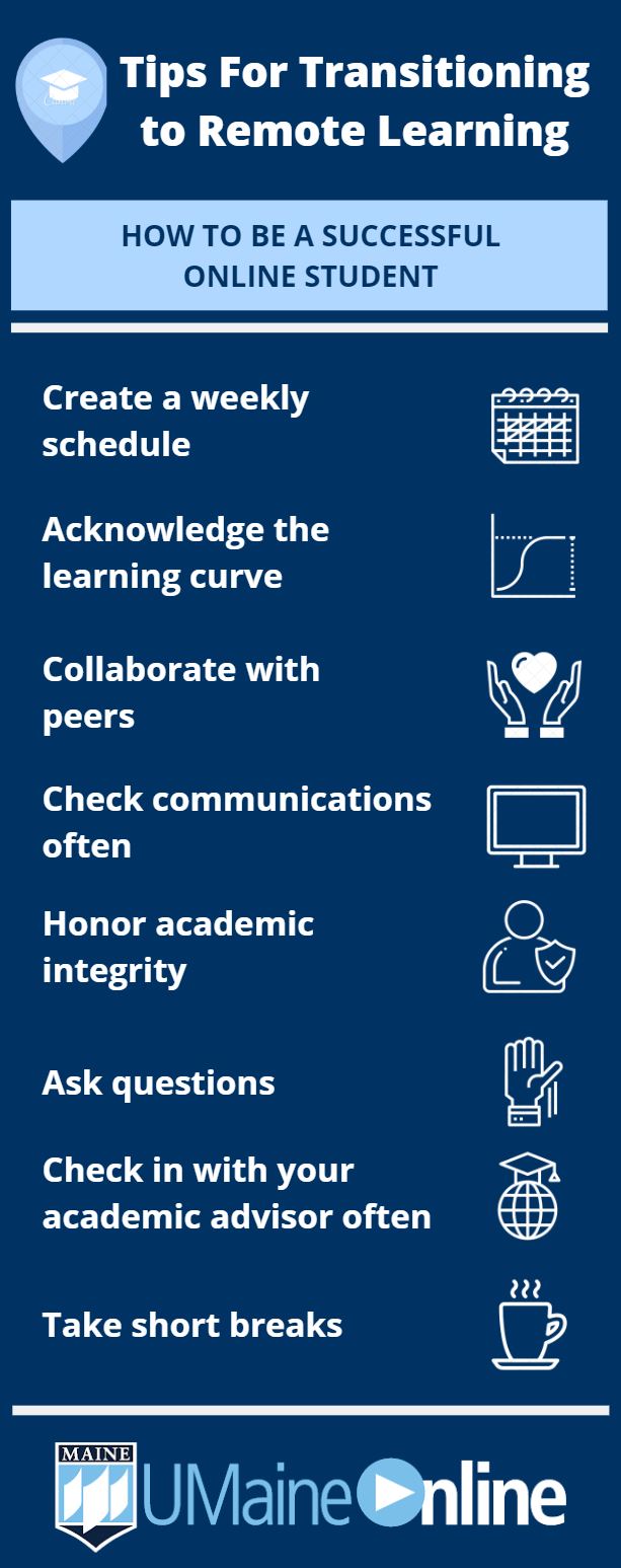 tips for transitioning to remote learning infographic