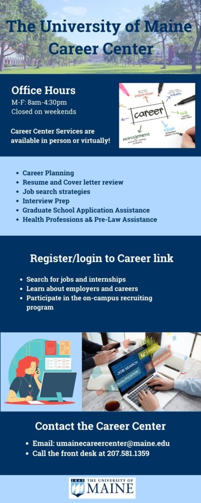 Infographic 3: The University of Maine Career Center. Text-only description in the link below the image.