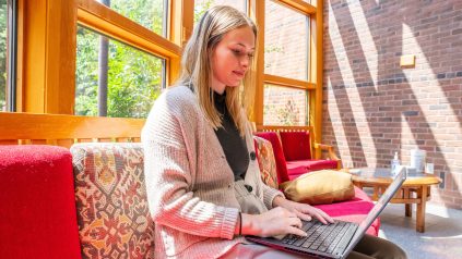 Student using laptop