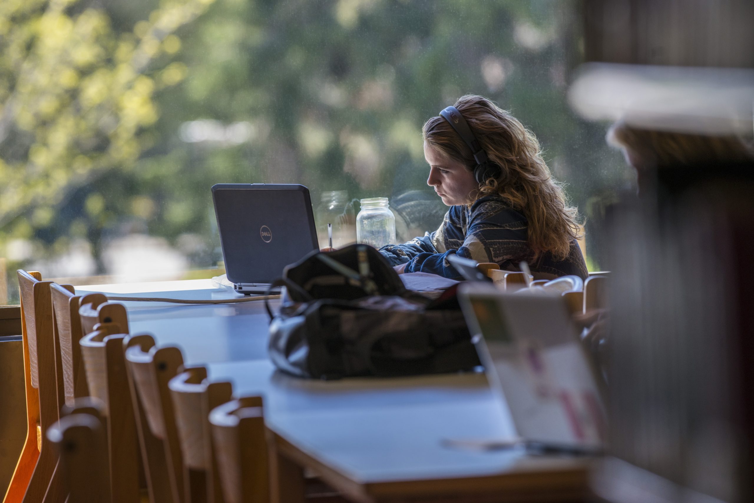 Student studying on laptop