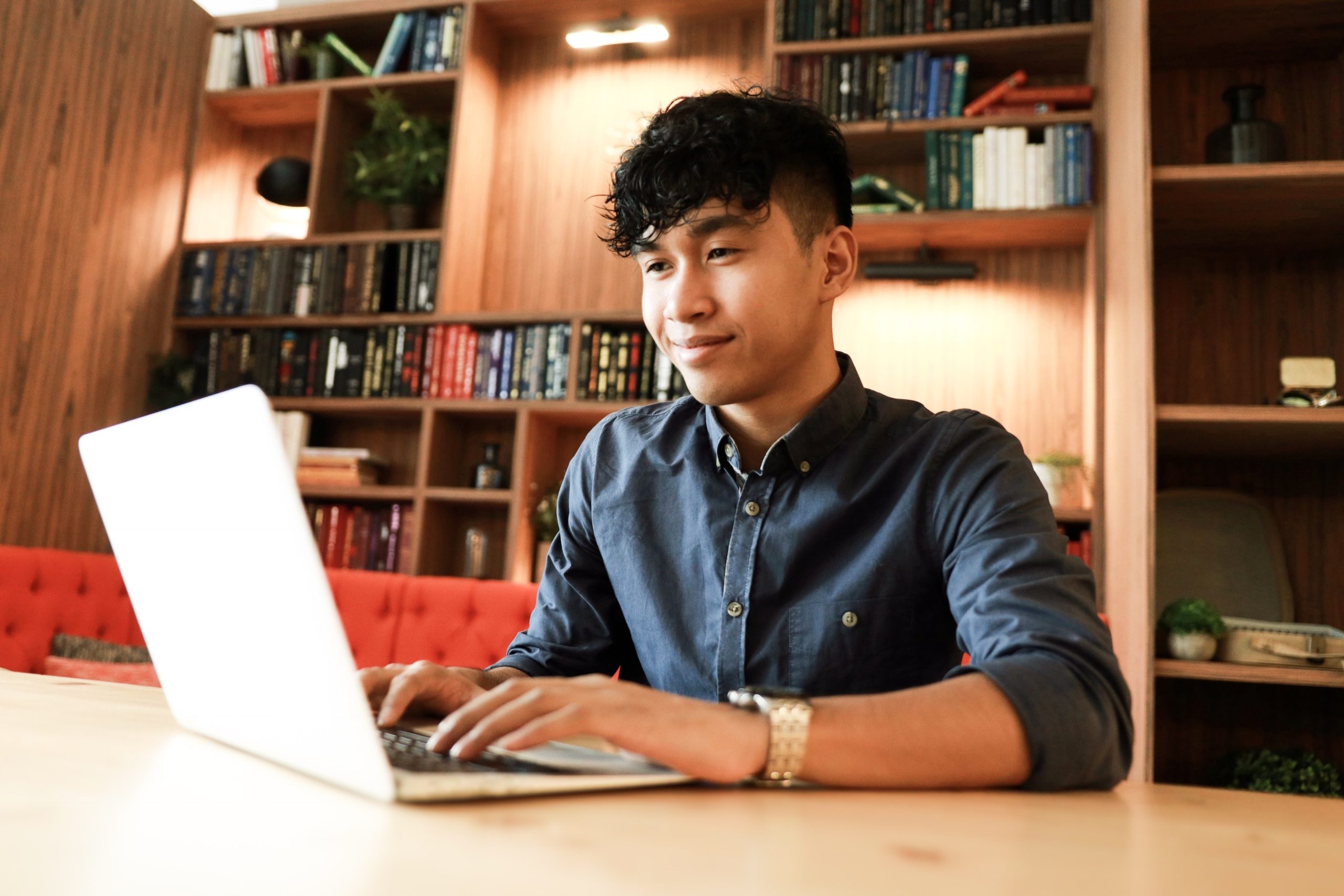 Student working on a laptop