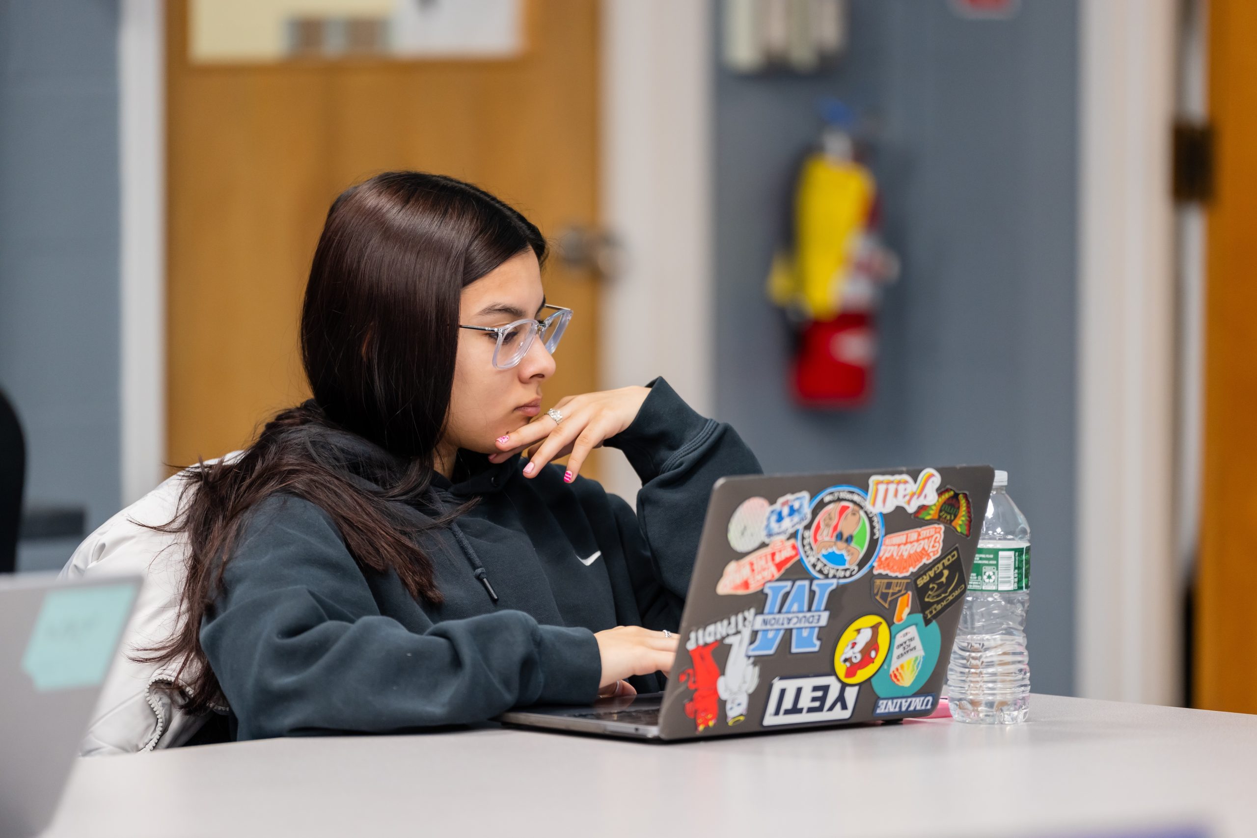 Student working on a laptop